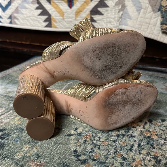 Loeffler Randall Penny Gold Pleated Sandals 7–Great Condition! - Picture 5 of 5